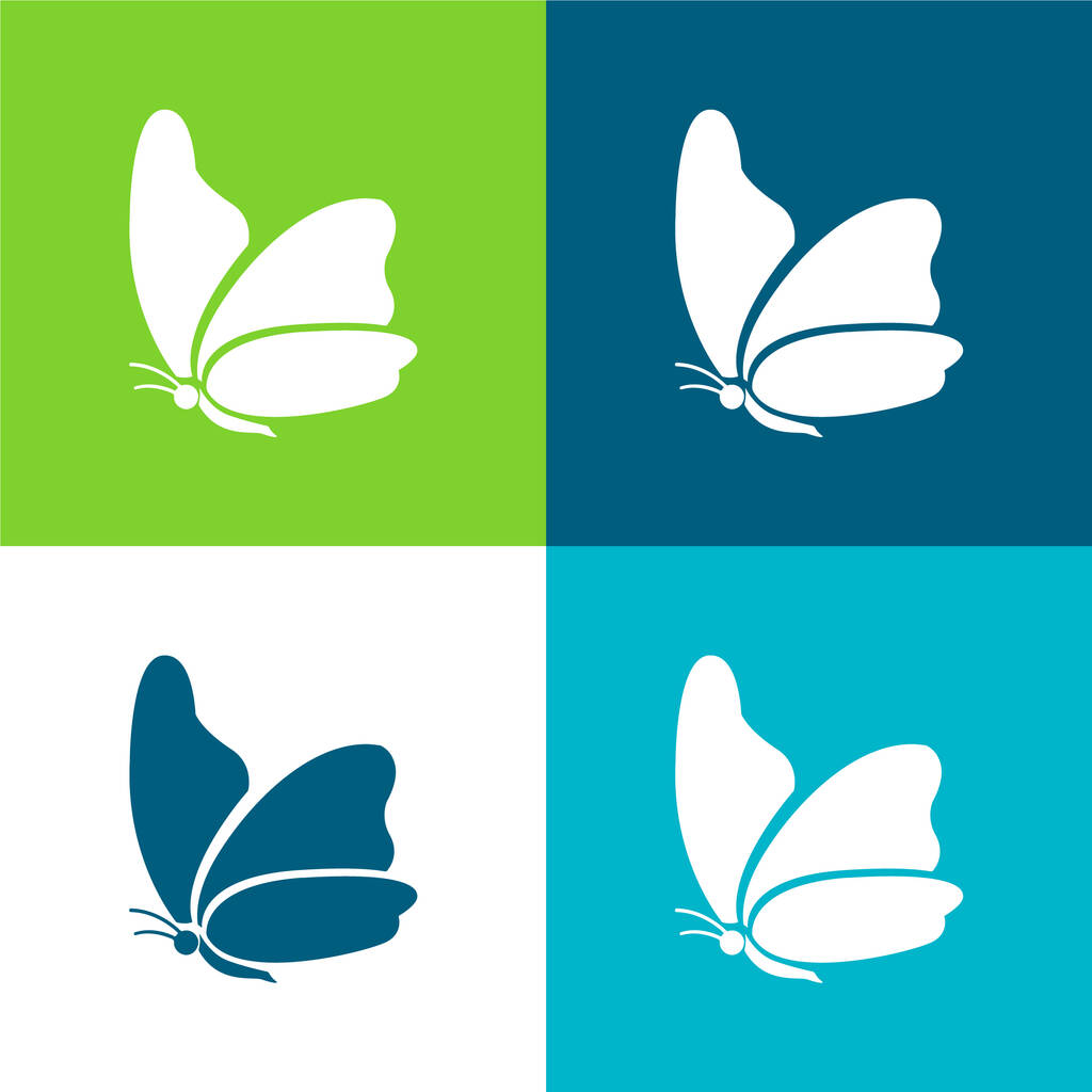 Nagy szárny pillangó Lapos négy szín minimális ikon készlet - Vektor, kép