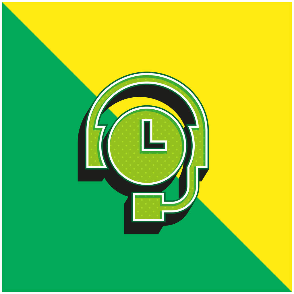 24 godziny Wsparcie Zielony i żółty nowoczesny ikona wektora 3D logo - Wektor, obraz