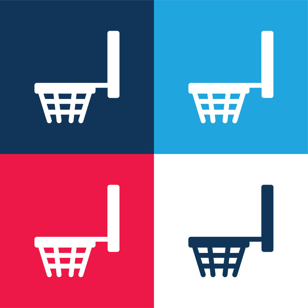 Baloncesto cesta azul y rojo de cuatro colores mínimo icono conjunto - Vector, imagen