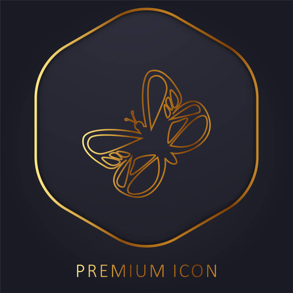 Belle ligne d'or papillon logo premium ou icône - Vecteur, image