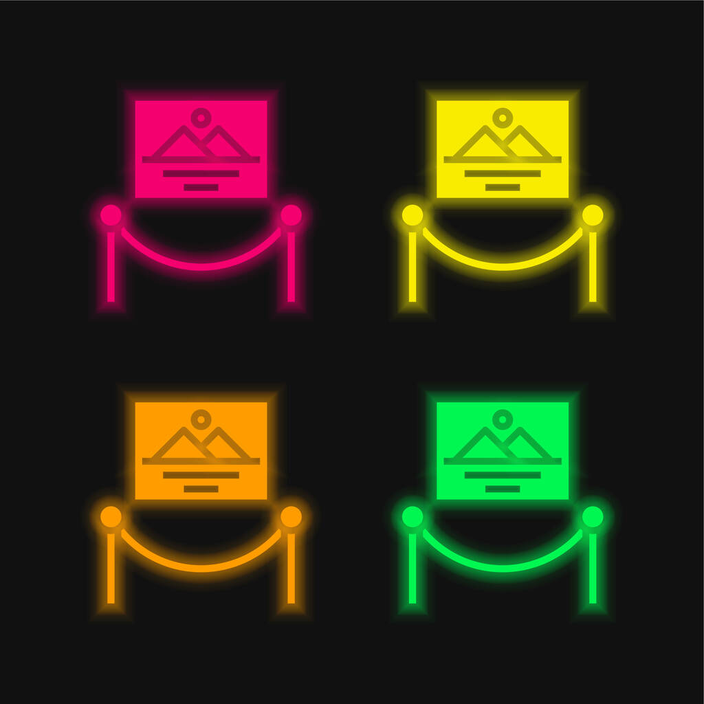 Obra de arte quatro cores brilhante ícone vetor de néon - Vetor, Imagem