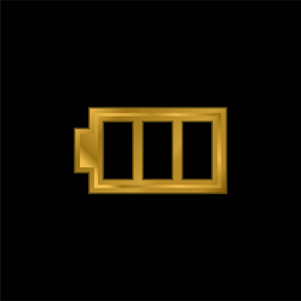 Batería con tres áreas vacías chapado en oro icono metálico o vector de logotipo - Vector, Imagen