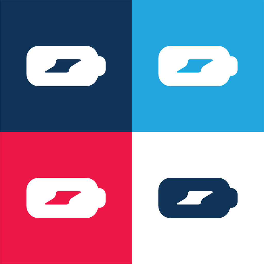 Bateria Obciążenie niebieski i czerwony czterech kolorów minimalny zestaw ikon - Wektor, obraz