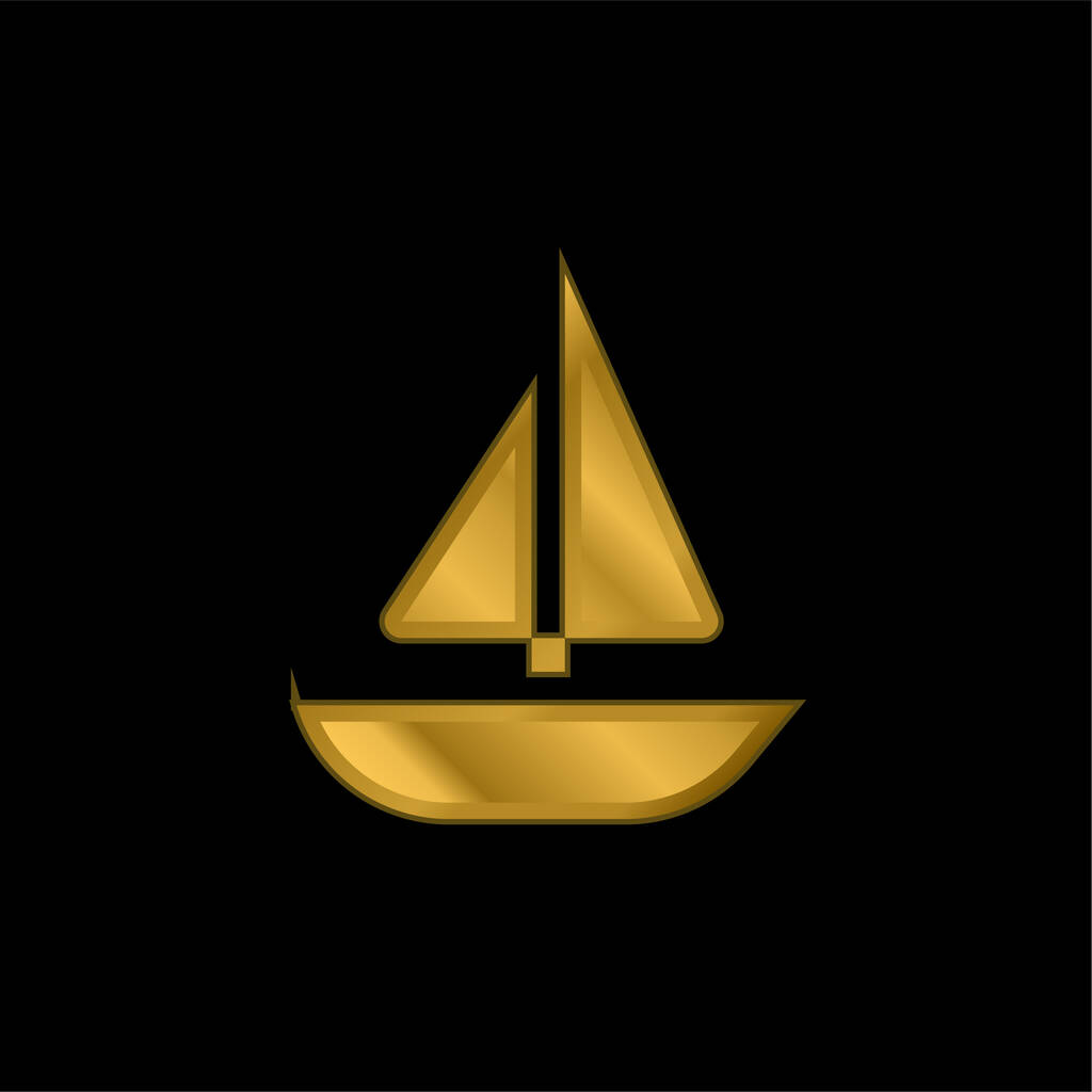 Loď pozlacené kovové ikony nebo logo vektor - Vektor, obrázek