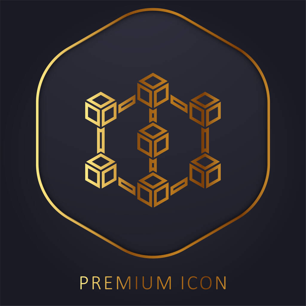 Blockchain Golden Line Premium-Logo oder Symbol - Vektor, Bild