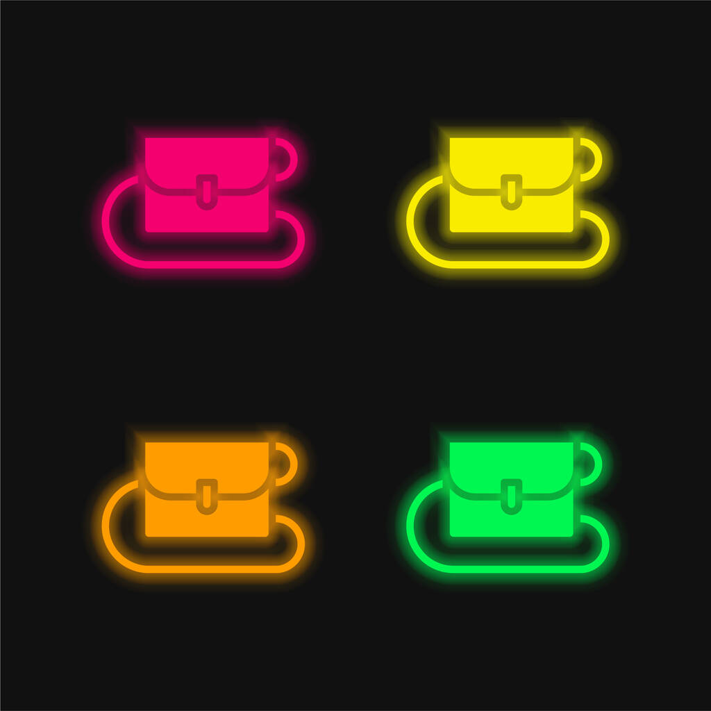 Torba cztery kolor świecący neon wektor ikona - Wektor, obraz