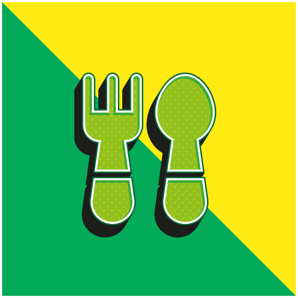 Bebé Cubertería verde y amarillo moderno logotipo del icono del vector 3d - Vector, Imagen