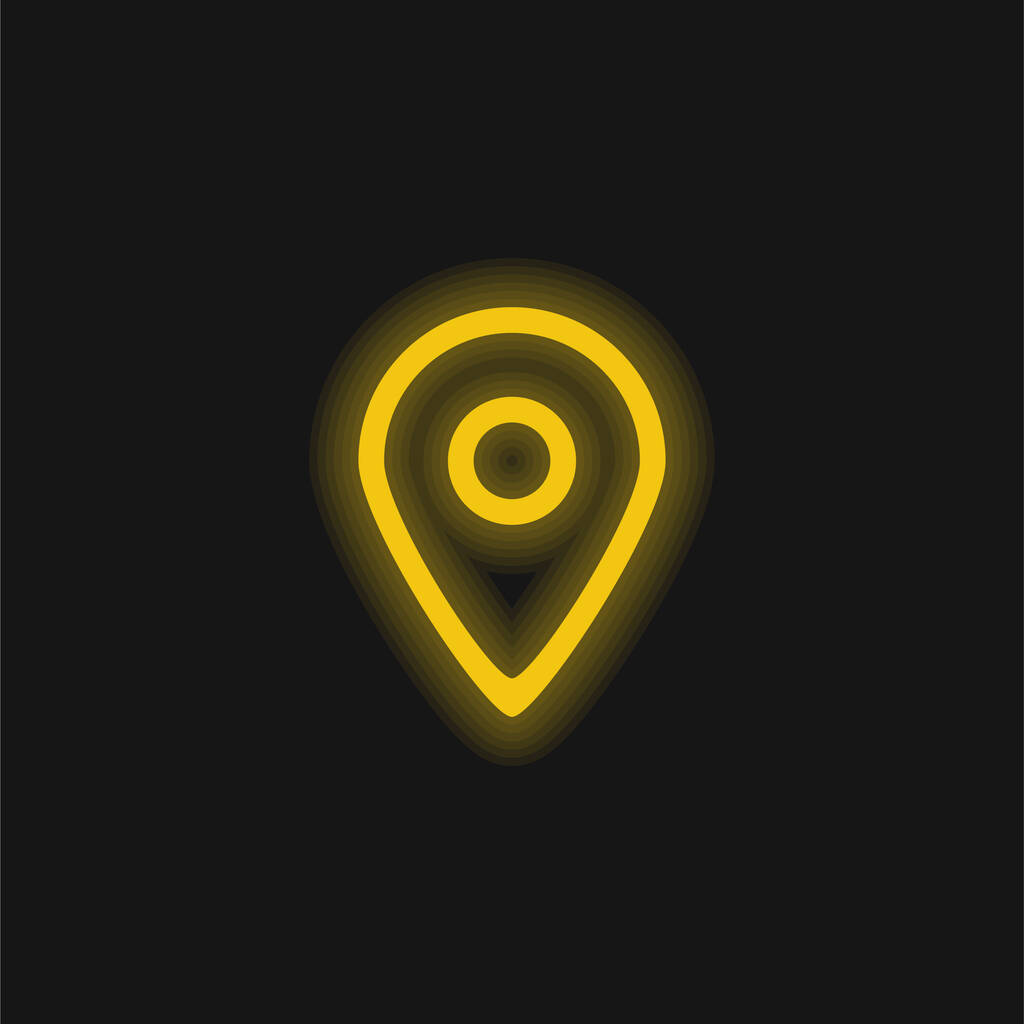 Mapa grande marcador de posición esbozado símbolo de interfaz amarillo brillante icono de neón - Vector, imagen