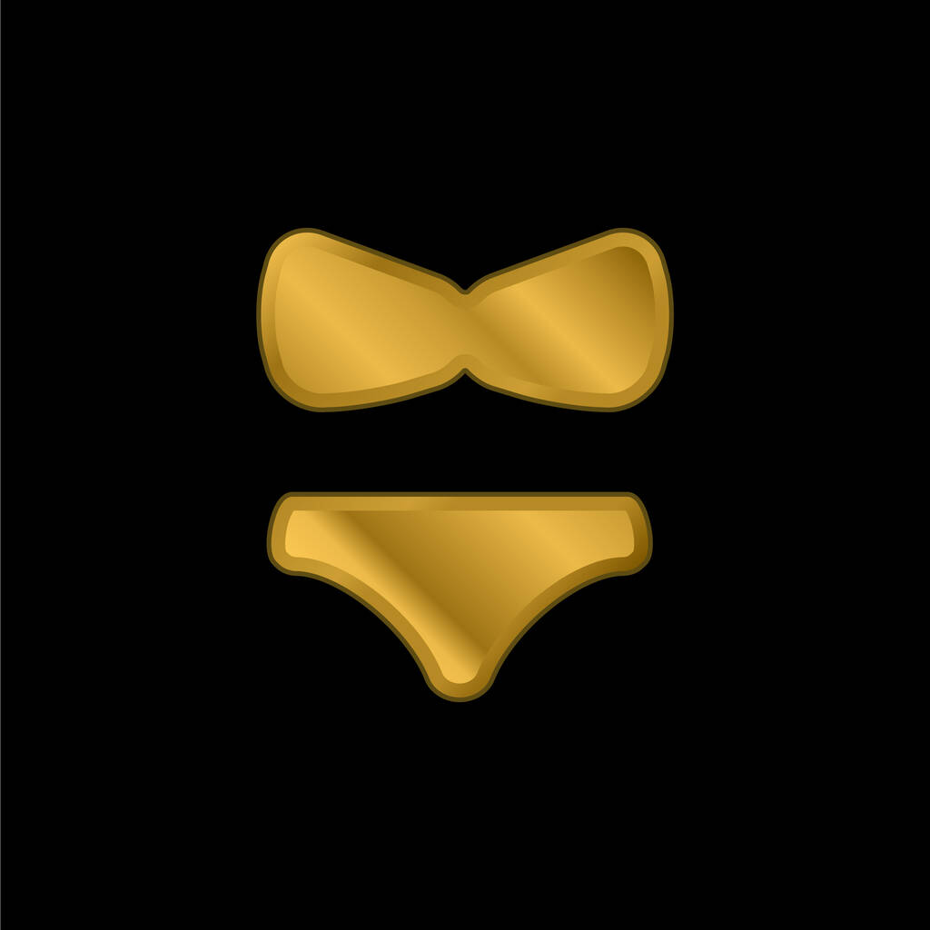 Großer vergoldeter Bikini mit metallischem Symbol oder Logo-Vektor - Vektor, Bild