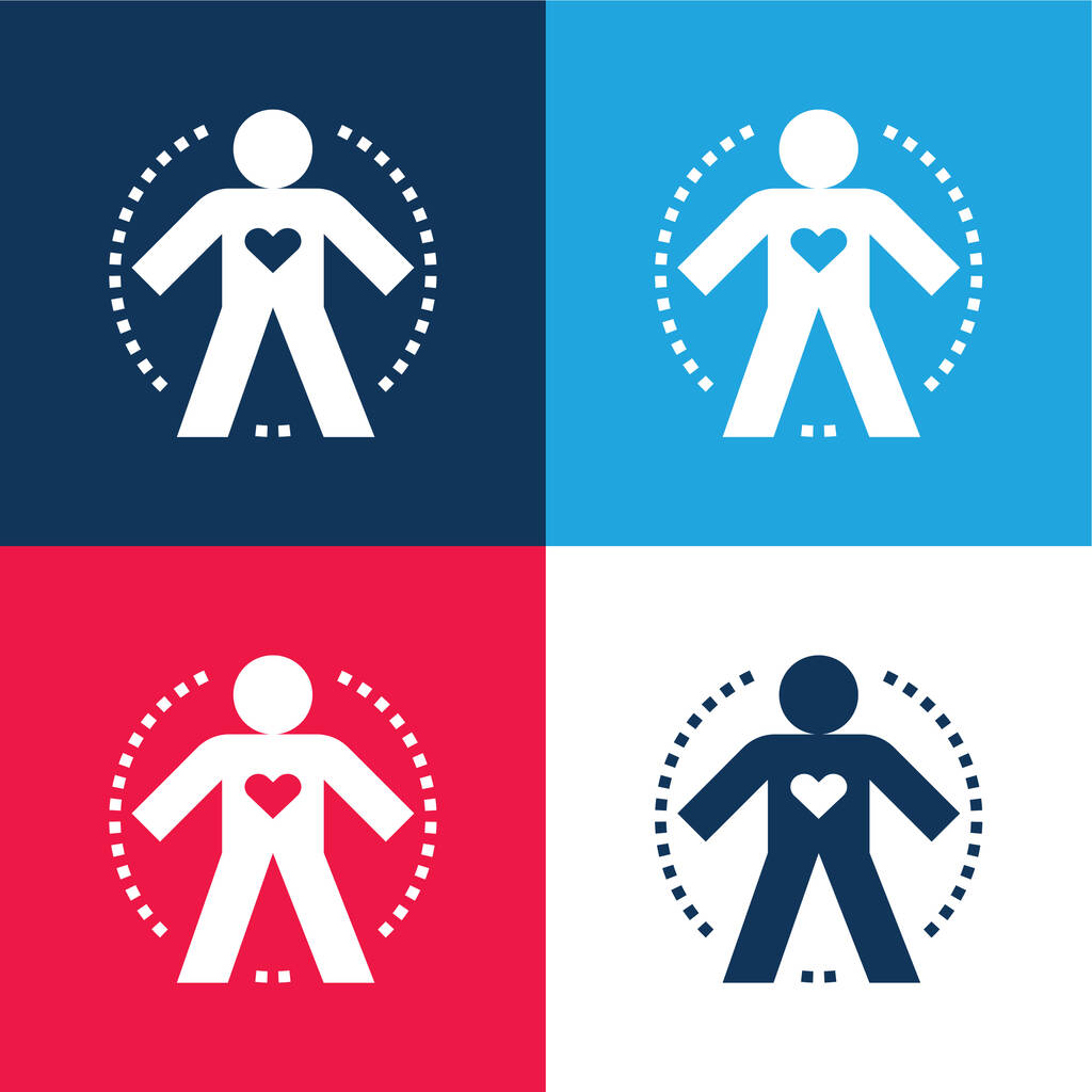 Body blue and red four color minimal icon set - Vector, Image