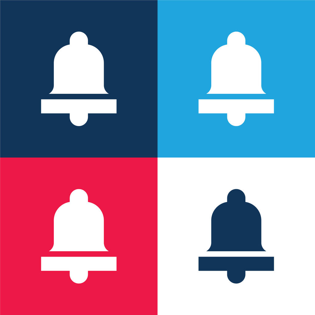 Bell kék és piros négy szín minimális ikon készlet - Vektor, kép