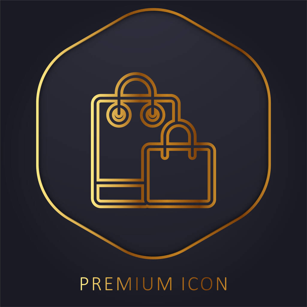 Bolsas línea de oro logotipo premium o icono - Vector, imagen