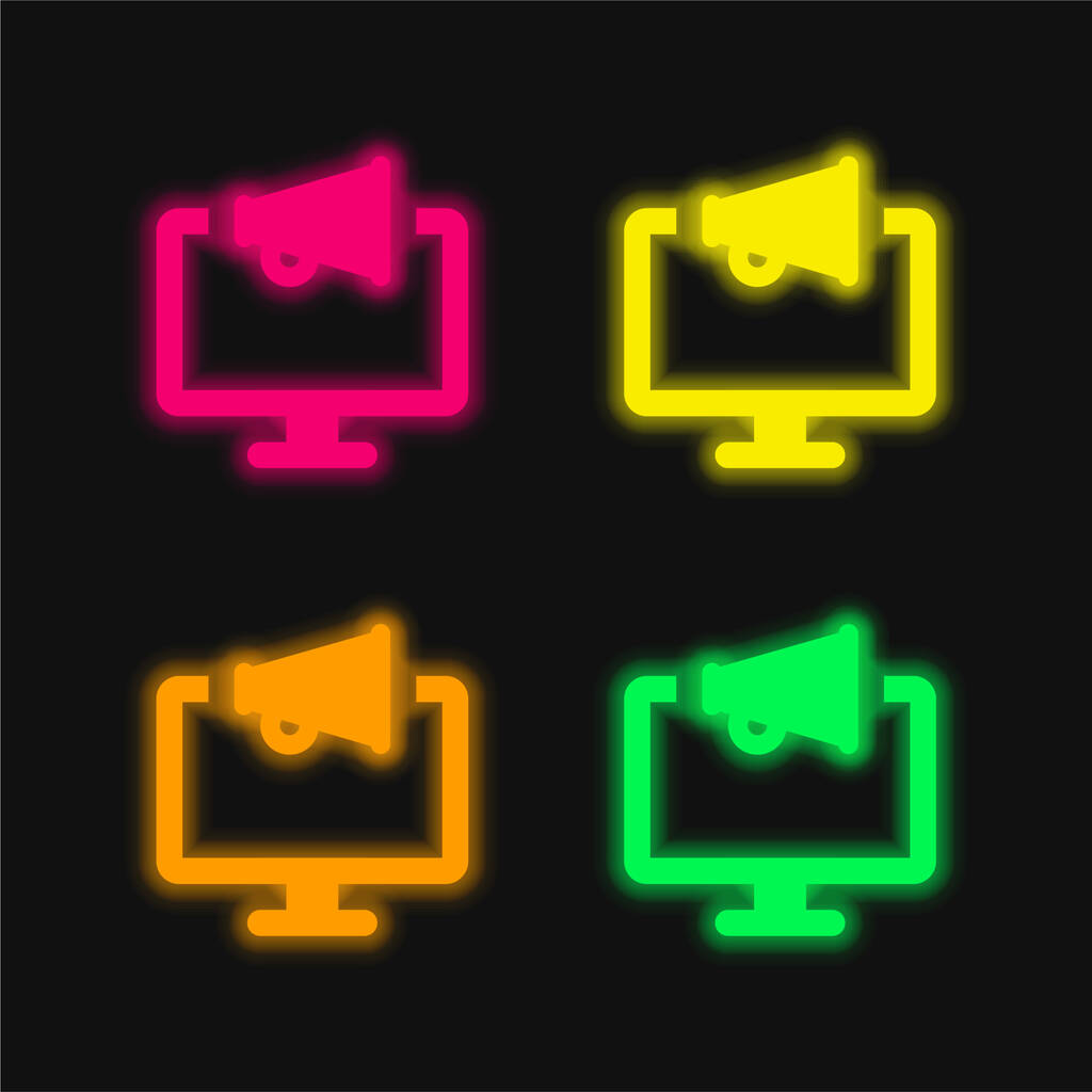 Pubblicità quattro colori luminosi icona vettoriale al neon - Vettoriali, immagini