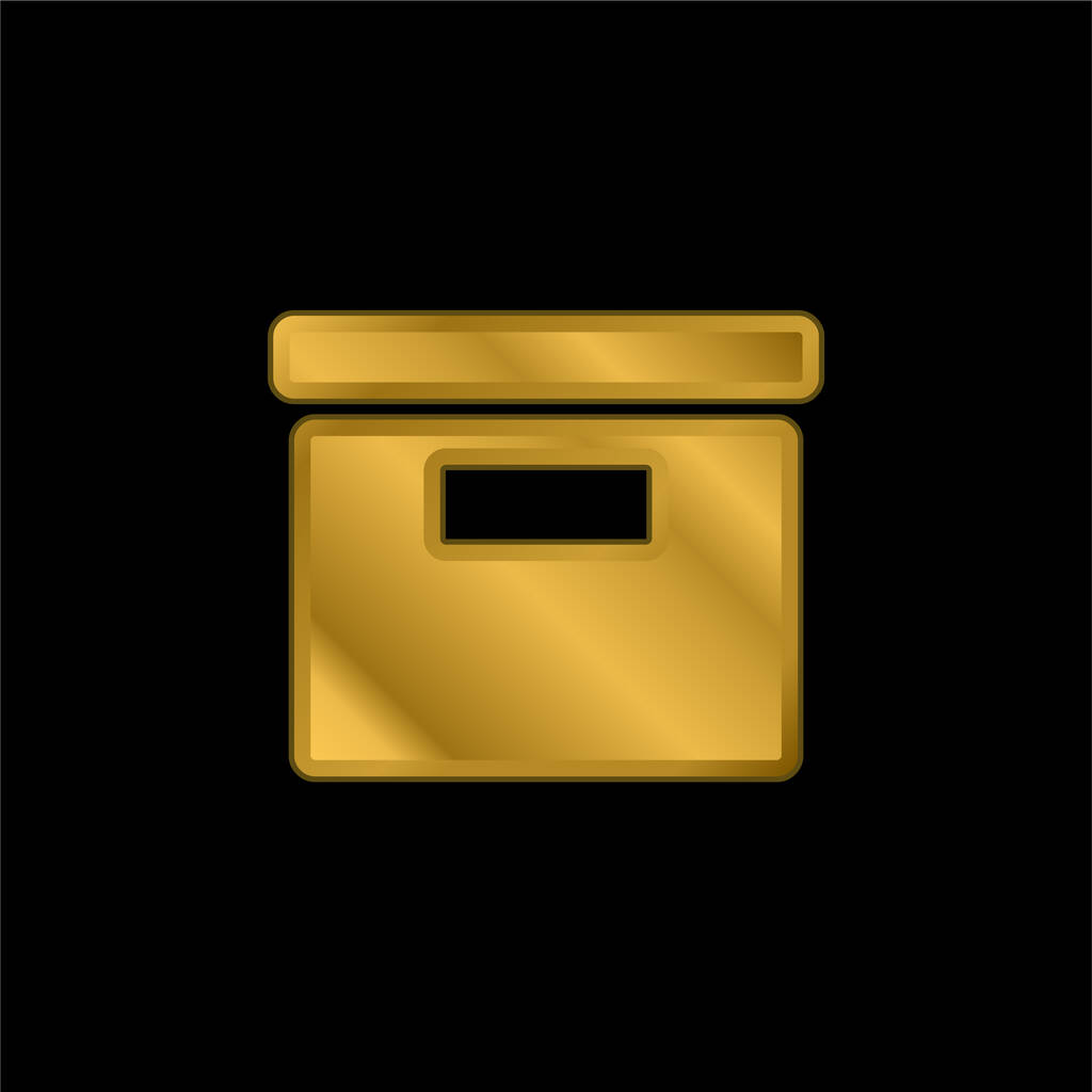 Caixa de vista lateral banhado a ouro ícone metálico ou vetor logotipo - Vetor, Imagem