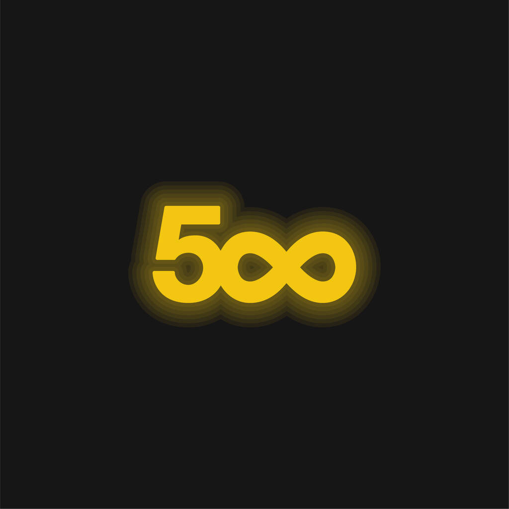 500pxの黄色の輝くネオンアイコン - ベクター画像