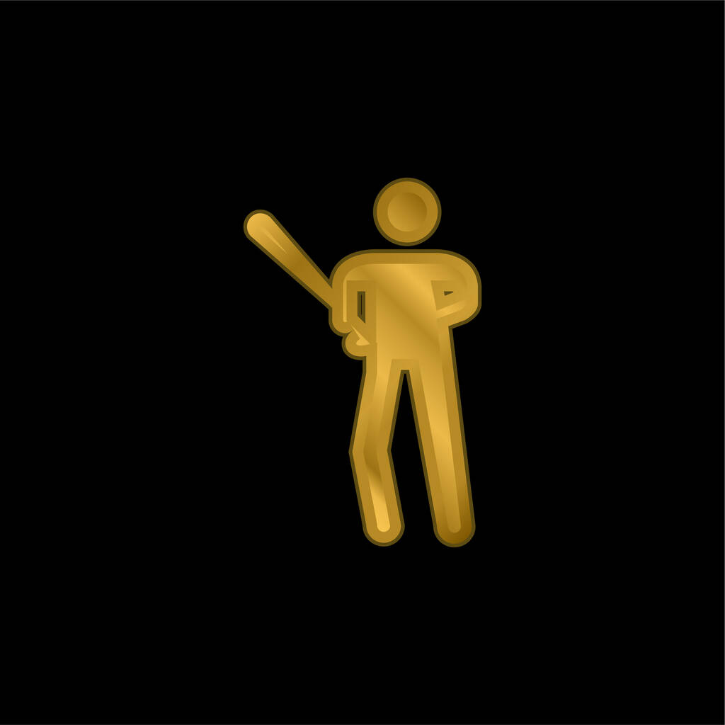 Jogador de beisebol banhado a ouro ícone metálico ou vetor logotipo - Vetor, Imagem