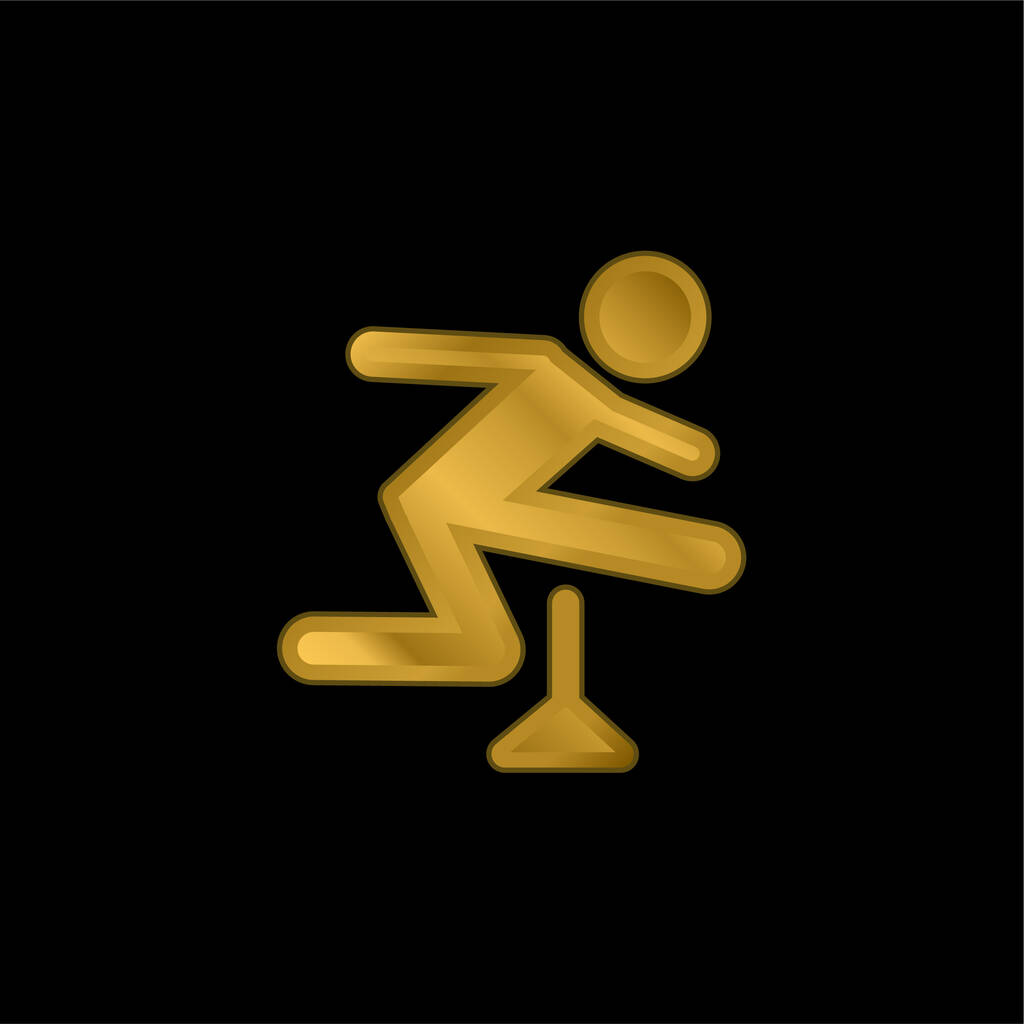 Athlete Jumping Silhouette gold plated metalic icon or logo vector - Vector, Image