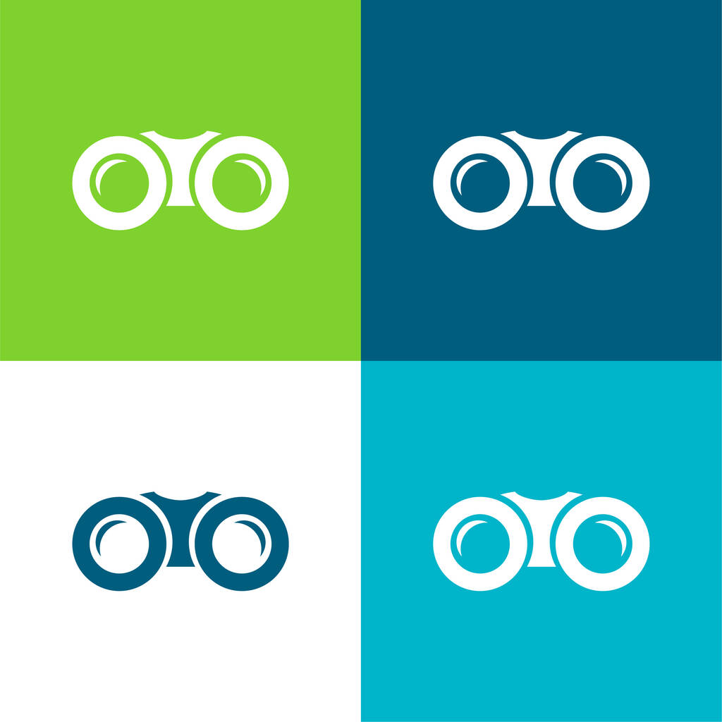 Binoculars Flat four color minimal icon set - Vector, Image