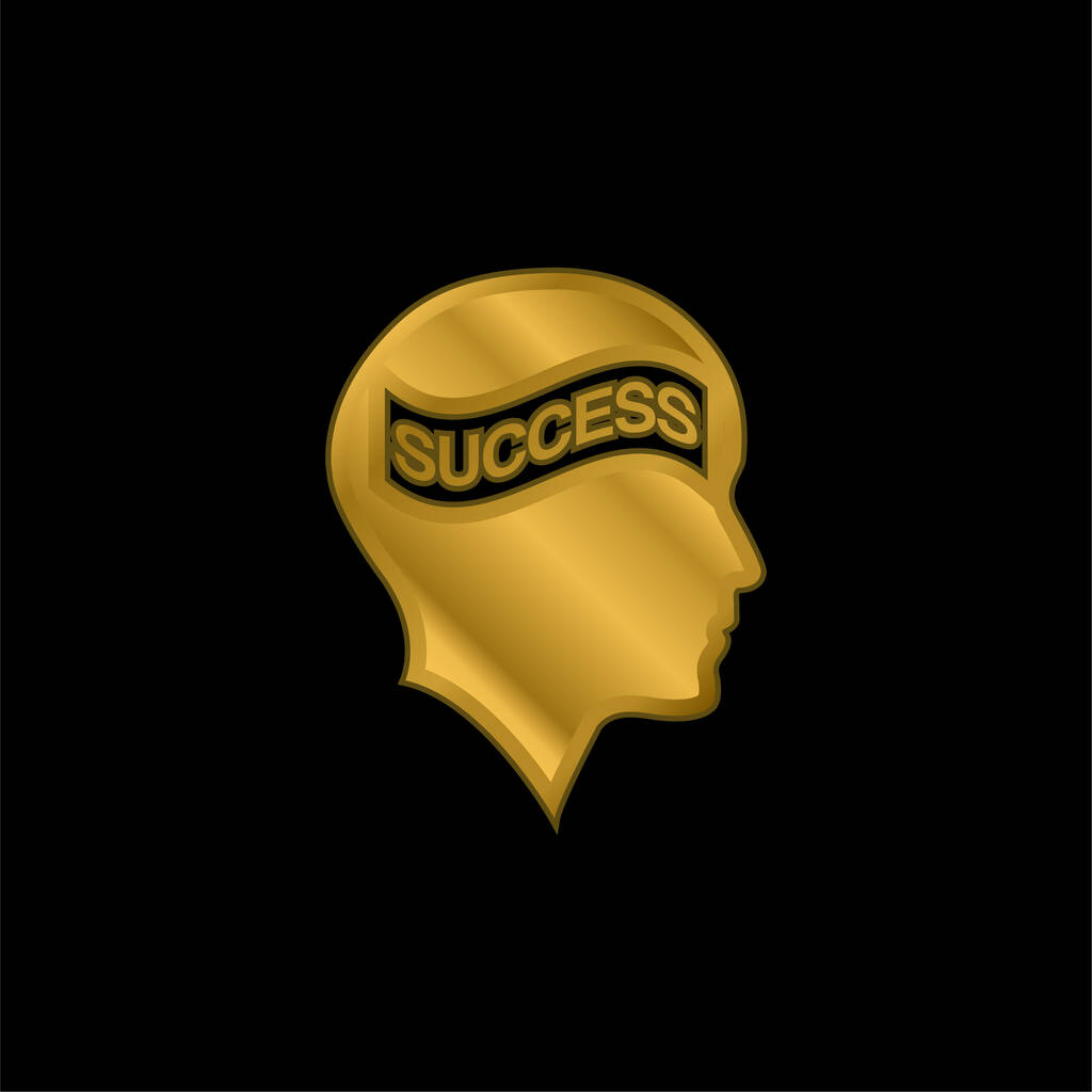 Лиса голова з успіхом Прапор золотий металевий значок або логотип вектор
 - Вектор, зображення