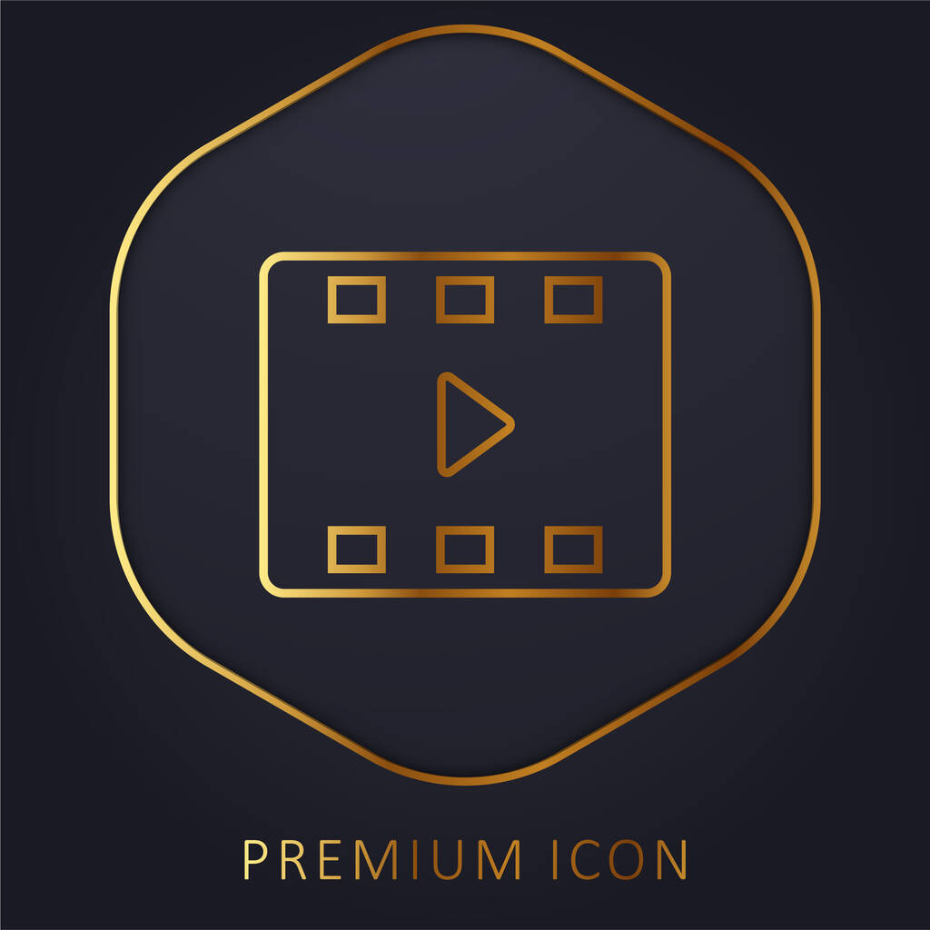 Big Play Button golden line premium logo or icon - Vector, Image