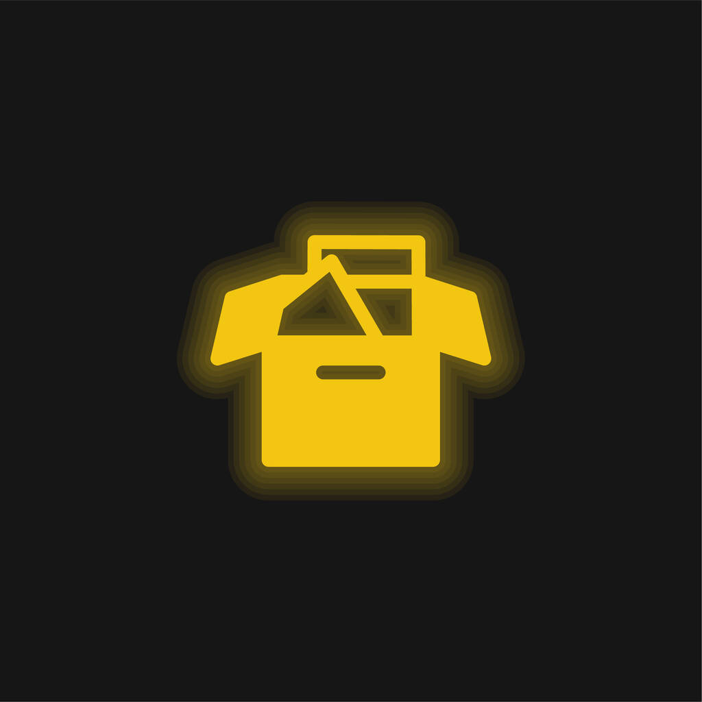 Doboz Kitöltött sárga izzó neon ikon - Vektor, kép