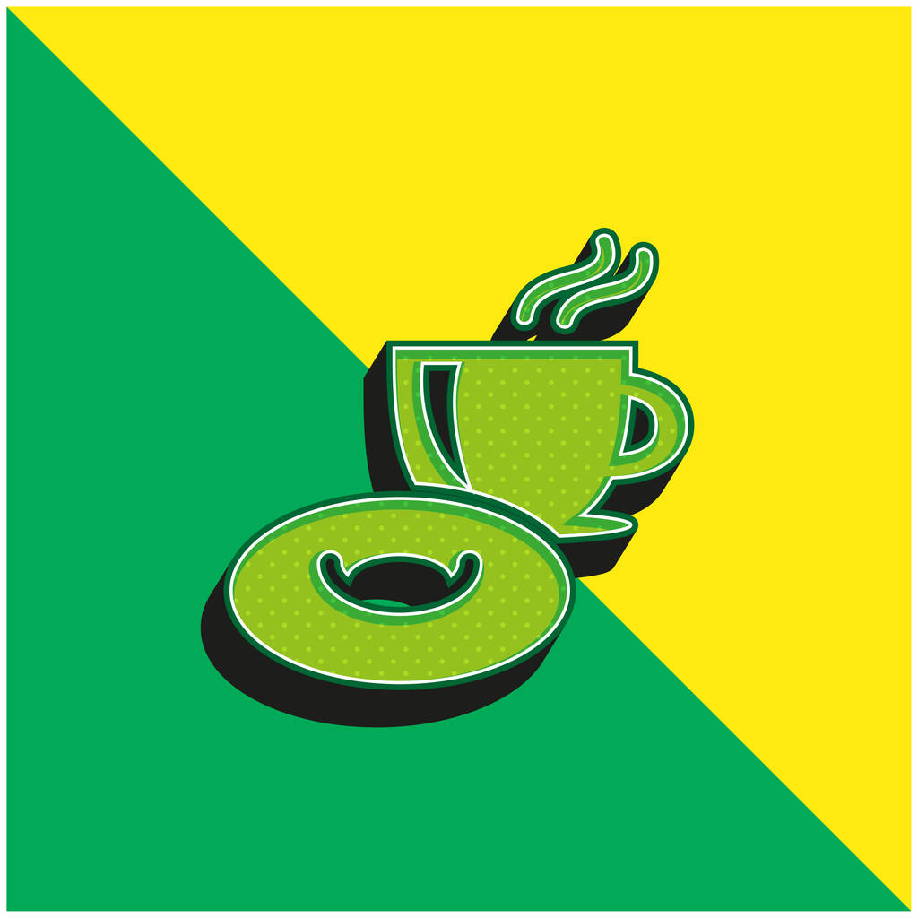Heure du petit déjeuner Logo vectoriel 3d moderne vert et jaune - Vecteur, image