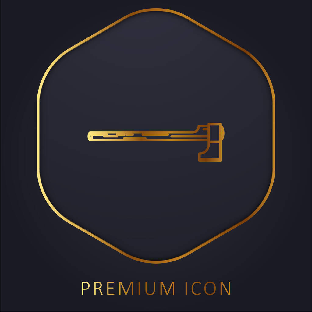 Narzędzie tnące Axe w pozycji poziomej Złota linia logo premium lub ikona - Wektor, obraz