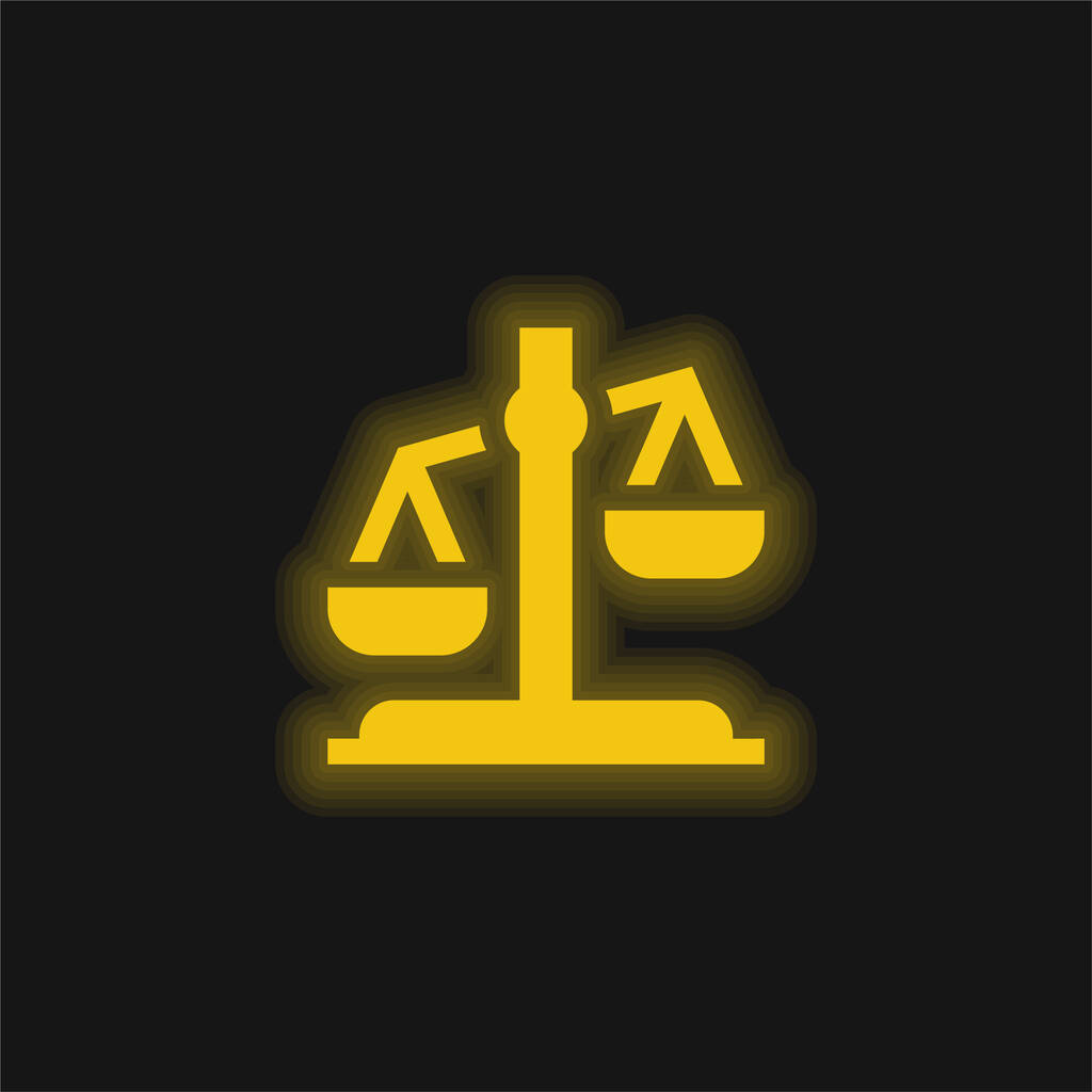 Equilíbrio amarelo brilhante ícone de néon - Vetor, Imagem