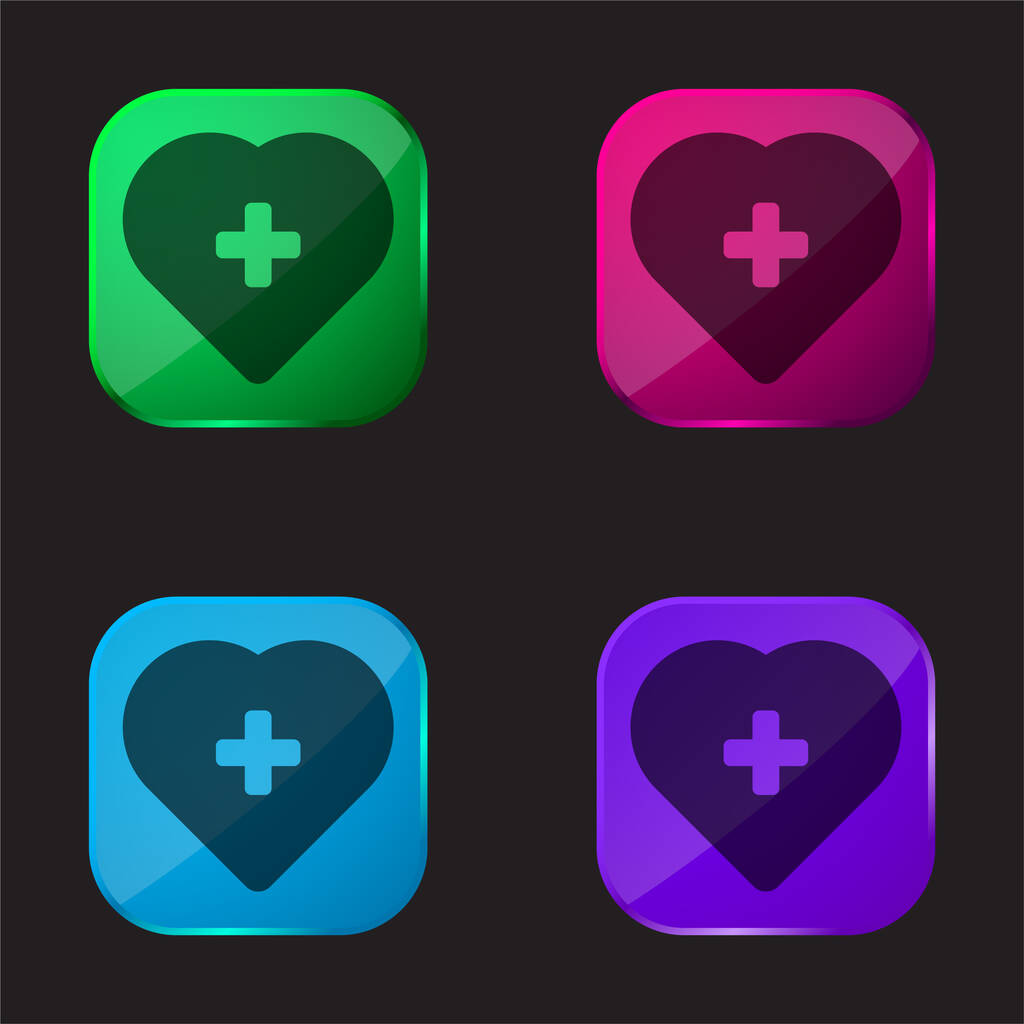 Add To Favorites four color glass button icon - Vector, Image
