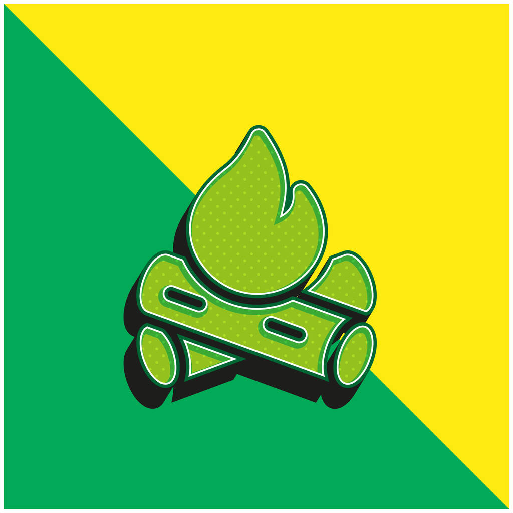 Bonfire Green and yellow modern 3d vector icon logo - Vector, Image