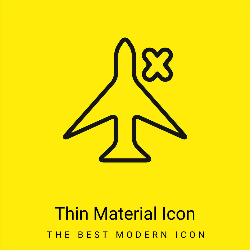 Znak samolotu z krzyżykiem dla telefonu Interfejs minimalny jasnożółty materiał ikona - Wektor, obraz