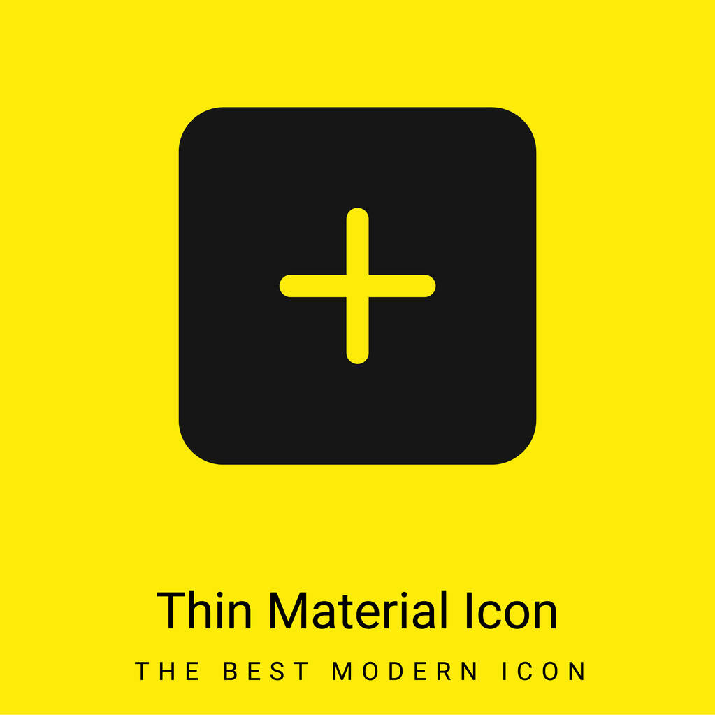Добавление черной квадратной кнопки Интерфейс символа минимальный ярко-желтый материал значок - Вектор,изображение