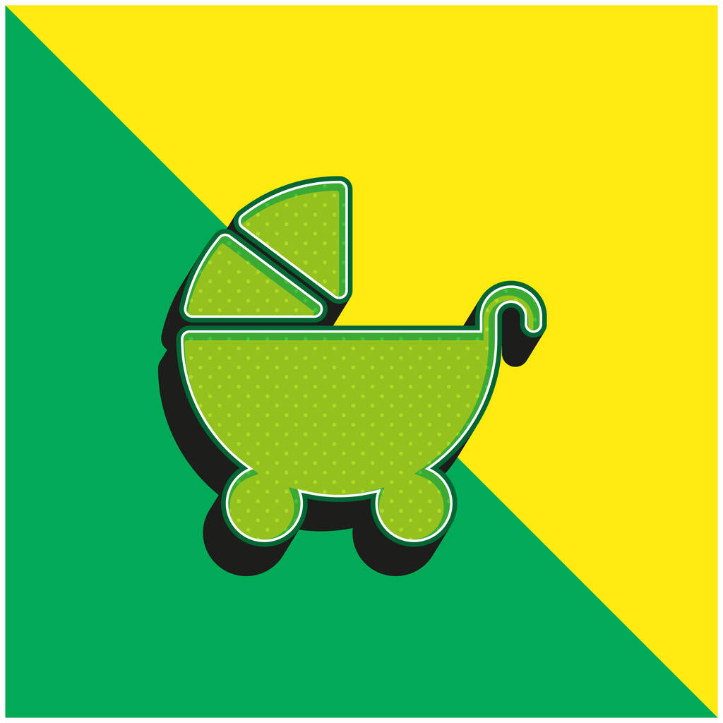 Baby Passeggino Verde e giallo moderno logo icona vettoriale 3d - Vettoriali, immagini