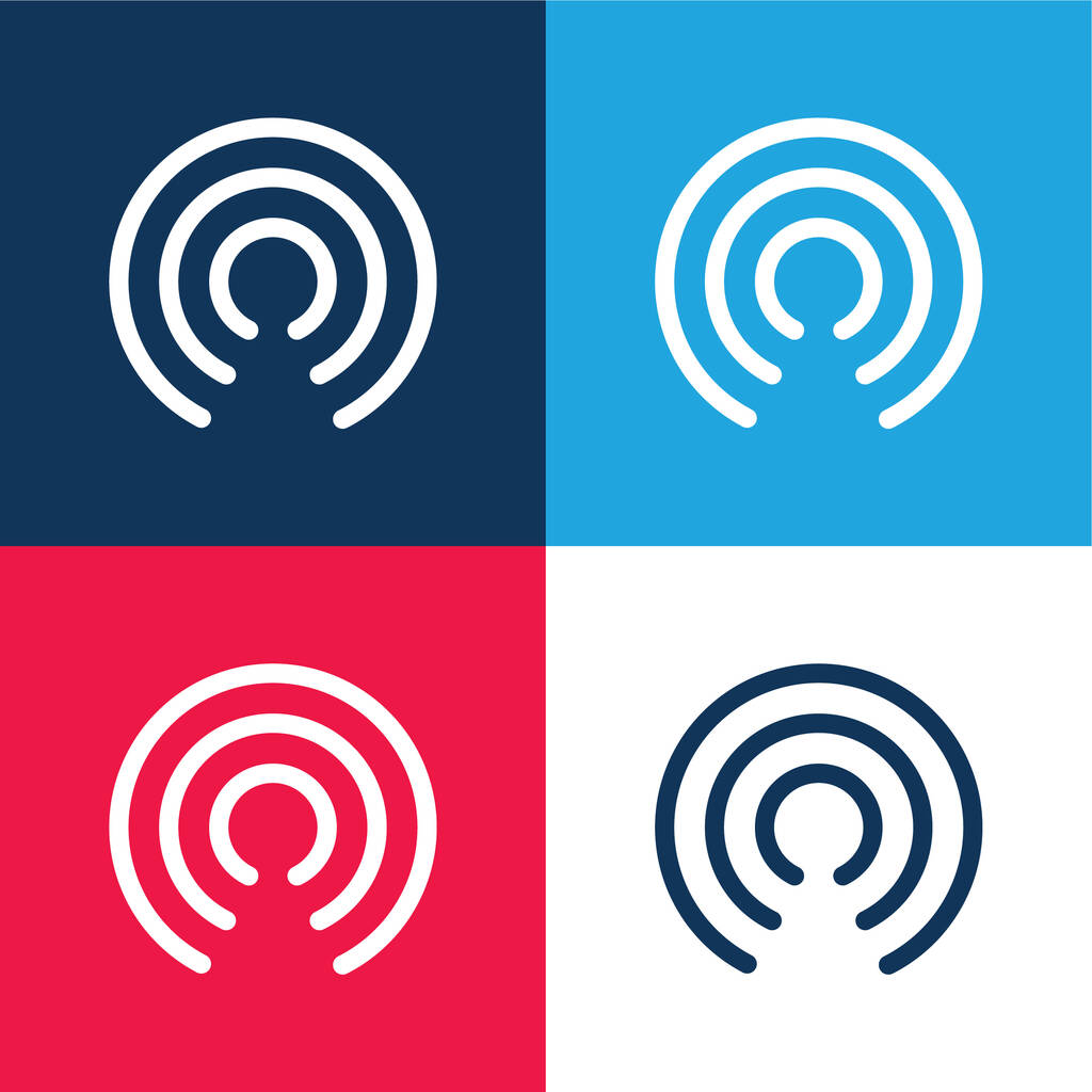 Airdrop blu e rosso quattro colori set icona minima - Vettoriali, immagini