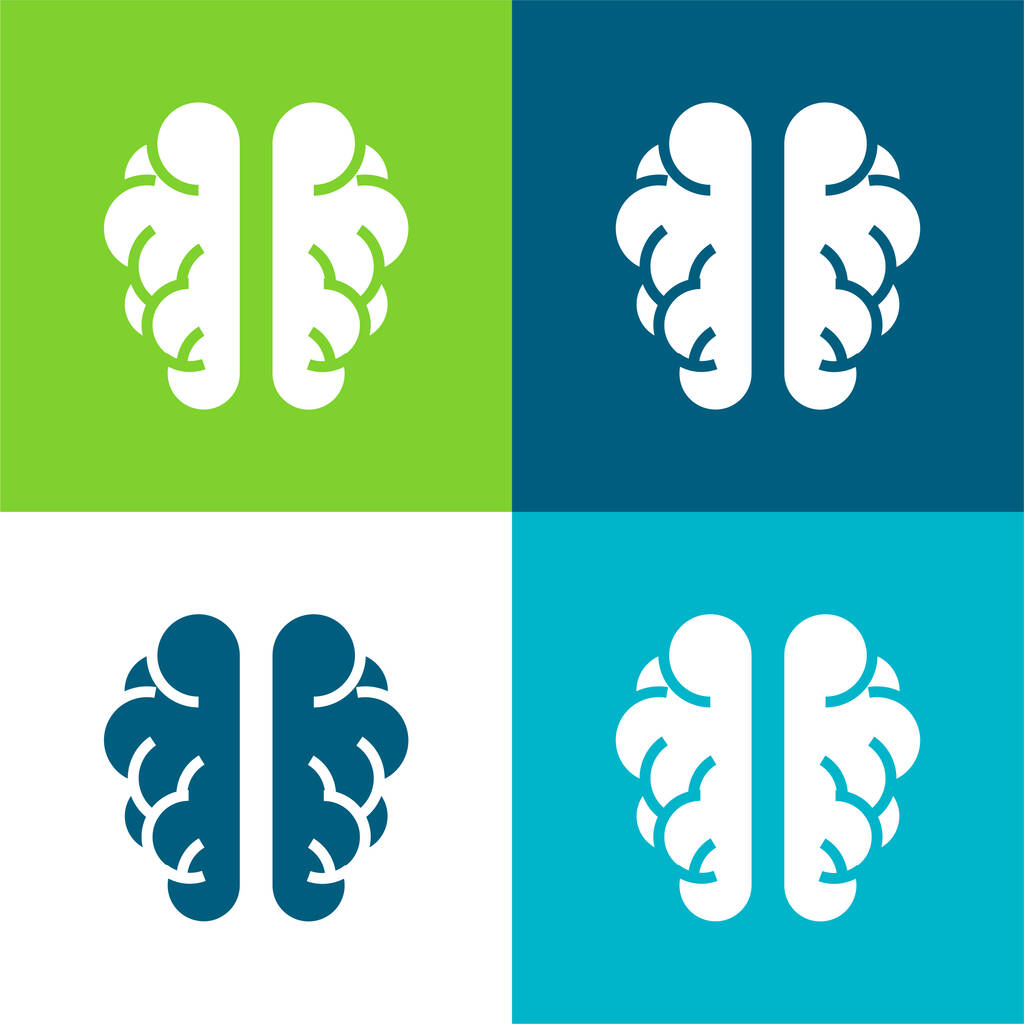 Мозговой штурм Плоский четырехцветный минимальный набор значков - Вектор,изображение