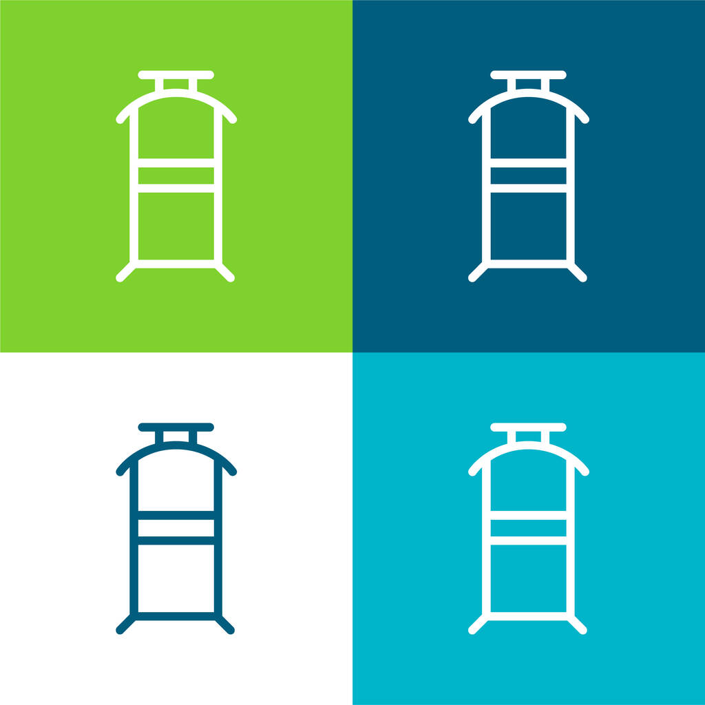 Ložnice Závěs pro oblečení Byt čtyři barvy minimální ikona sada - Vektor, obrázek