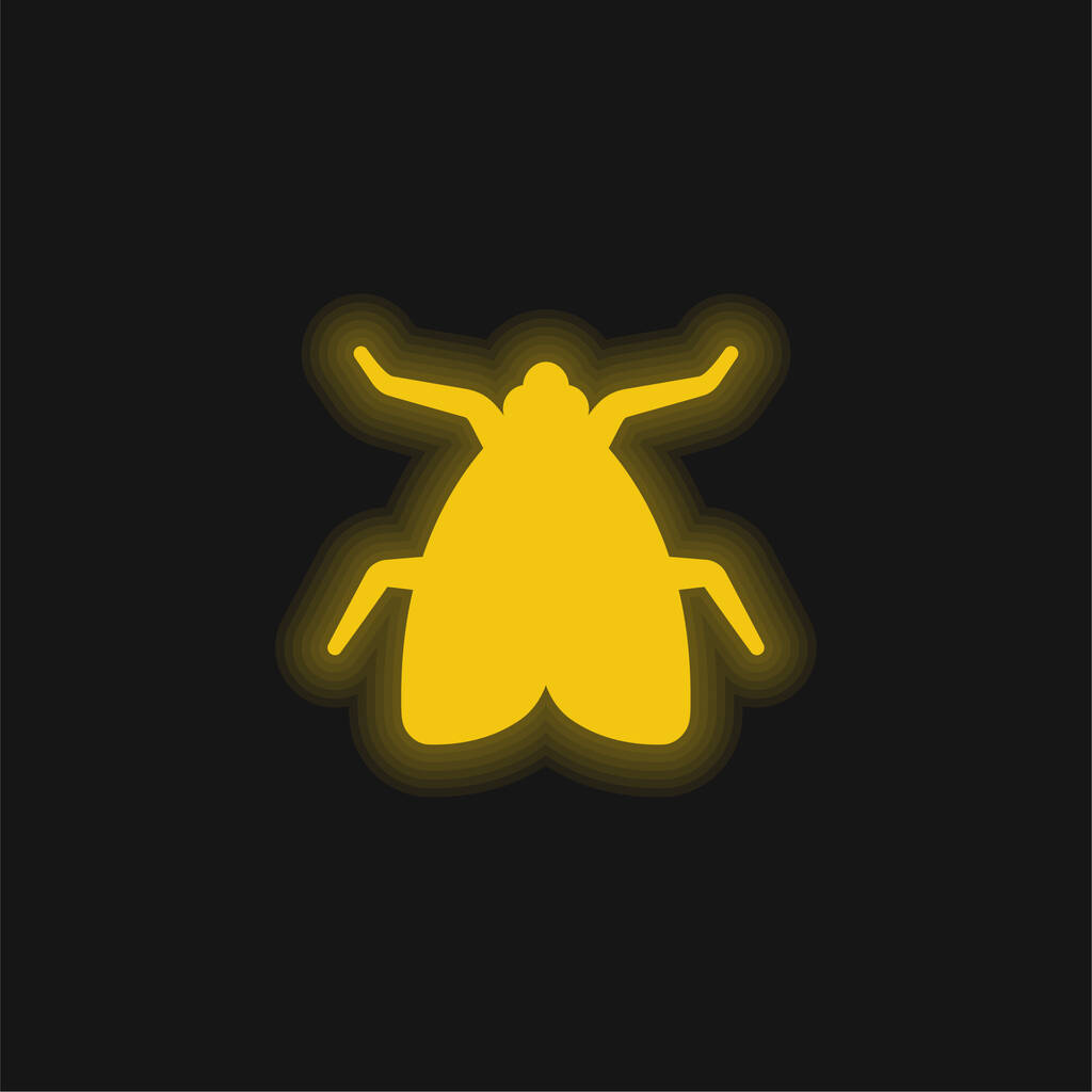 Big Fly sárga izzó neon ikon - Vektor, kép