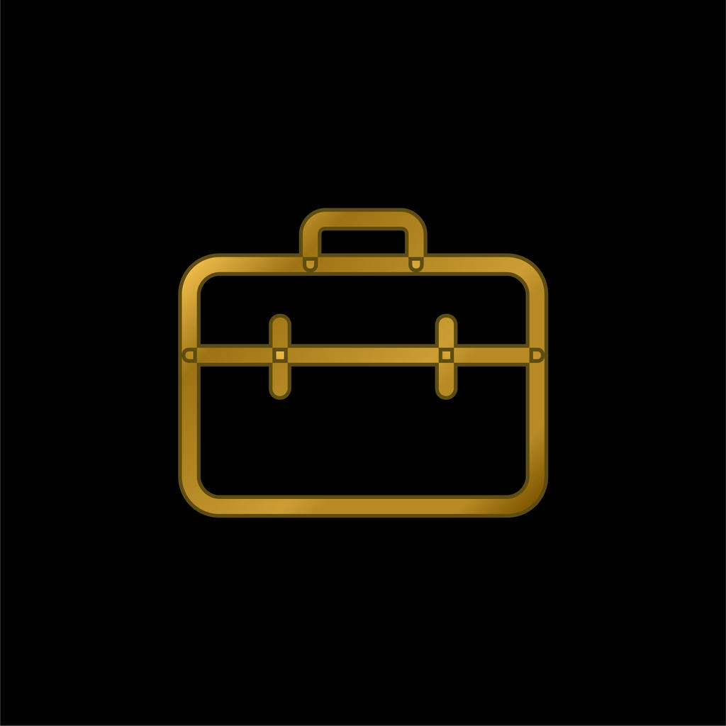 Evrak çantası altın kaplama metalik simge veya logo vektörü - Vektör, Görsel