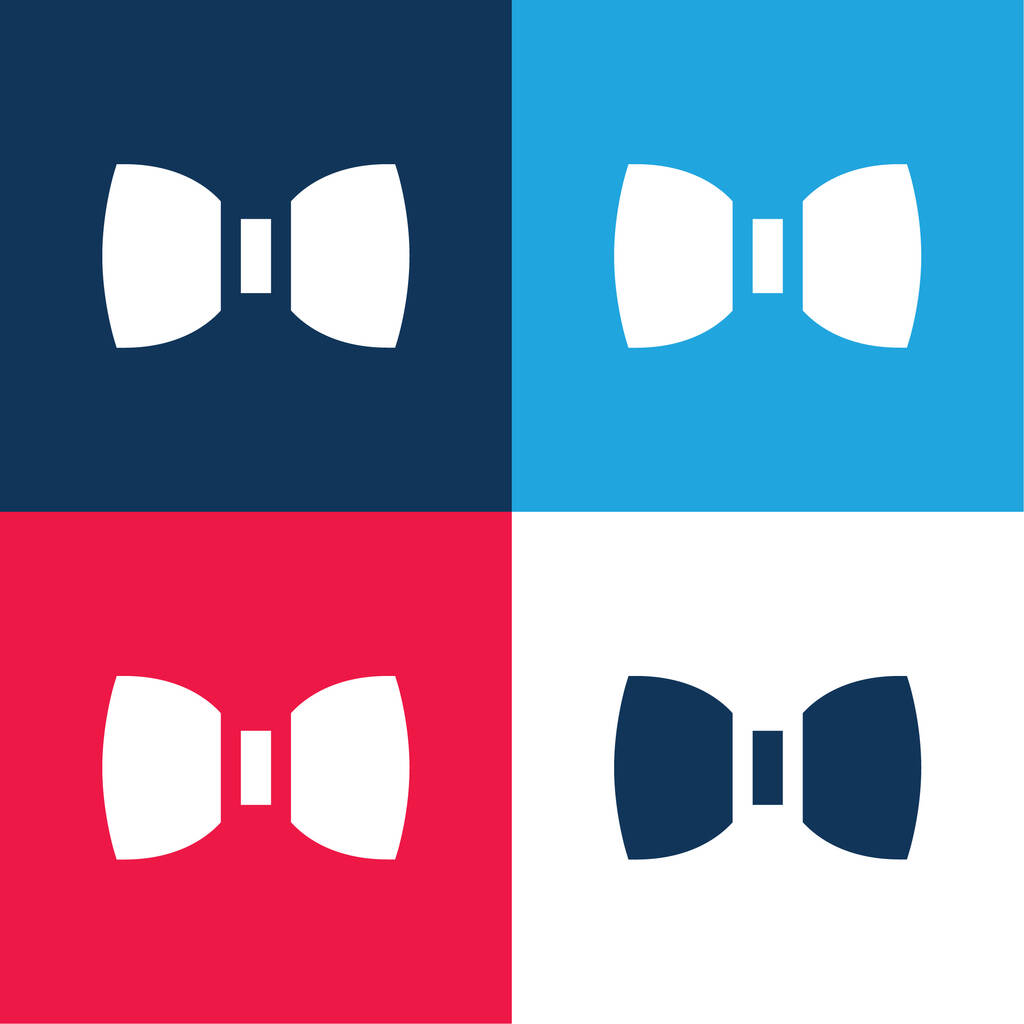 Corbata de lazo azul y rojo de cuatro colores mínimo icono conjunto - Vector, imagen