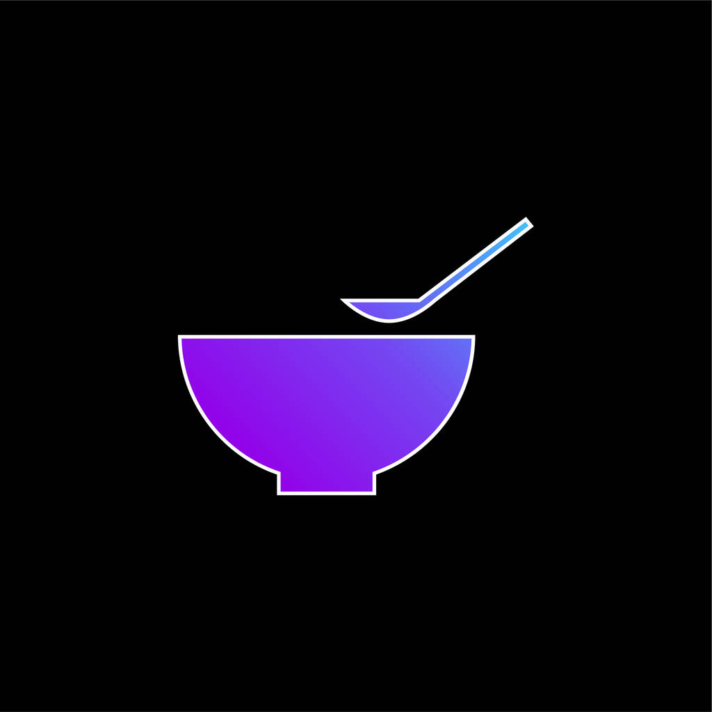Ciotola e cucchiaio blu gradiente vettoriale icona - Vettoriali, immagini