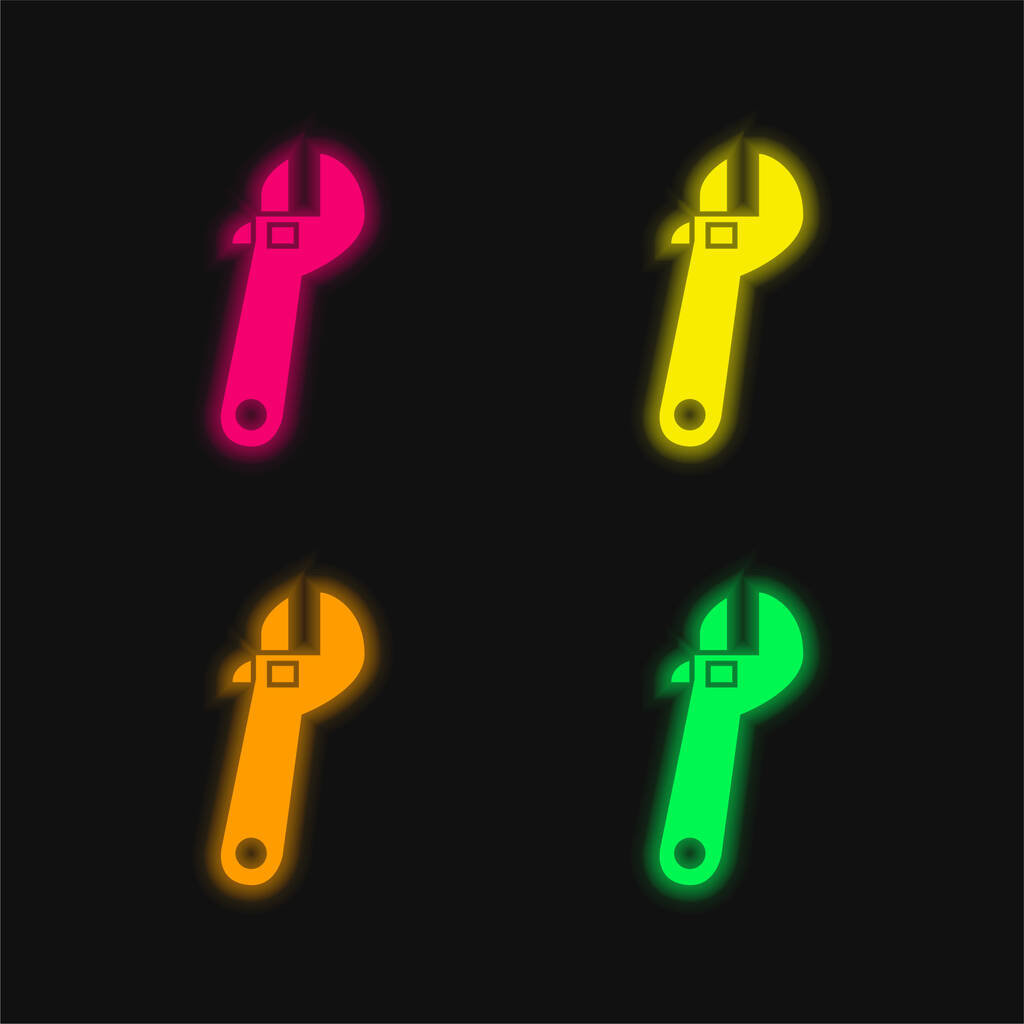 Προσαρμογή κλειδί εργαλείο τέσσερα χρώμα λαμπερό νέον διάνυσμα εικονίδιο - Διάνυσμα, εικόνα