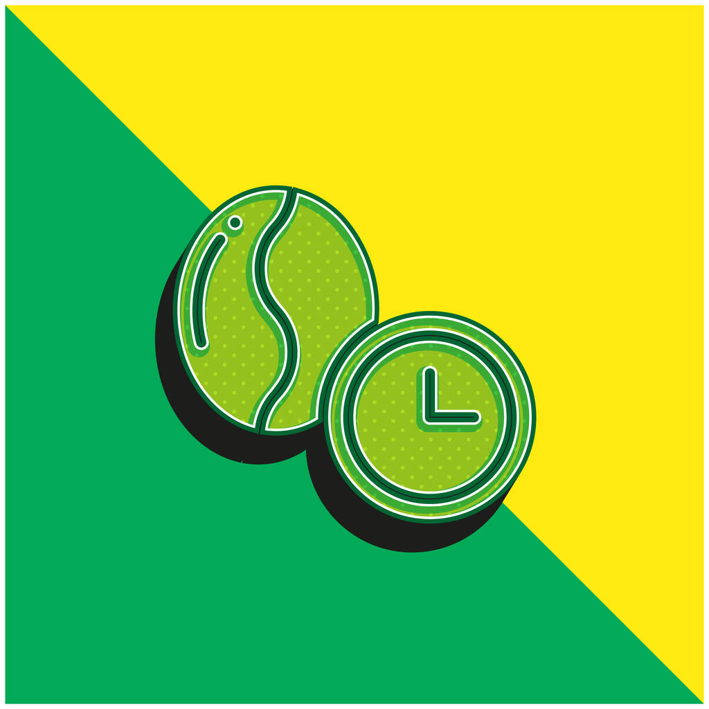 Fagiolo Logo icona vettoriale 3D moderna verde e gialla - Vettoriali, immagini