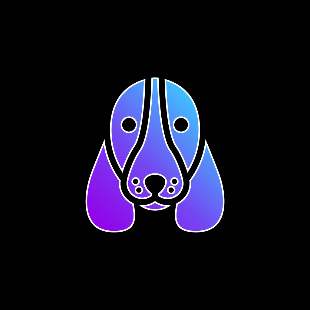 Basset Hound Dog Head blu gradiente icona vettoriale - Vettoriali, immagini