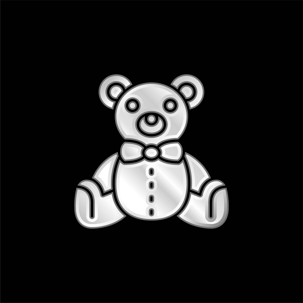 Medvěd postříbřená kovová ikona - Vektor, obrázek