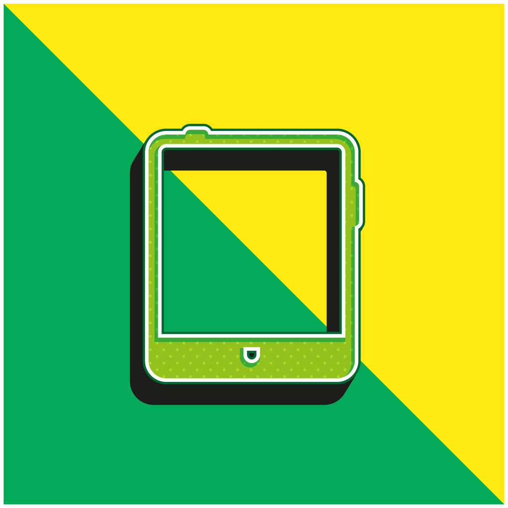 Tableta grande verde y amarillo moderno vector 3d icono logotipo - Vector, imagen