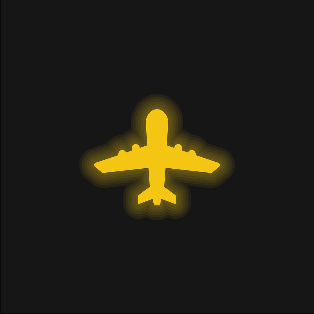 Піктограма літака вгору жовтий блискучий неоновий значок
 - Вектор, зображення