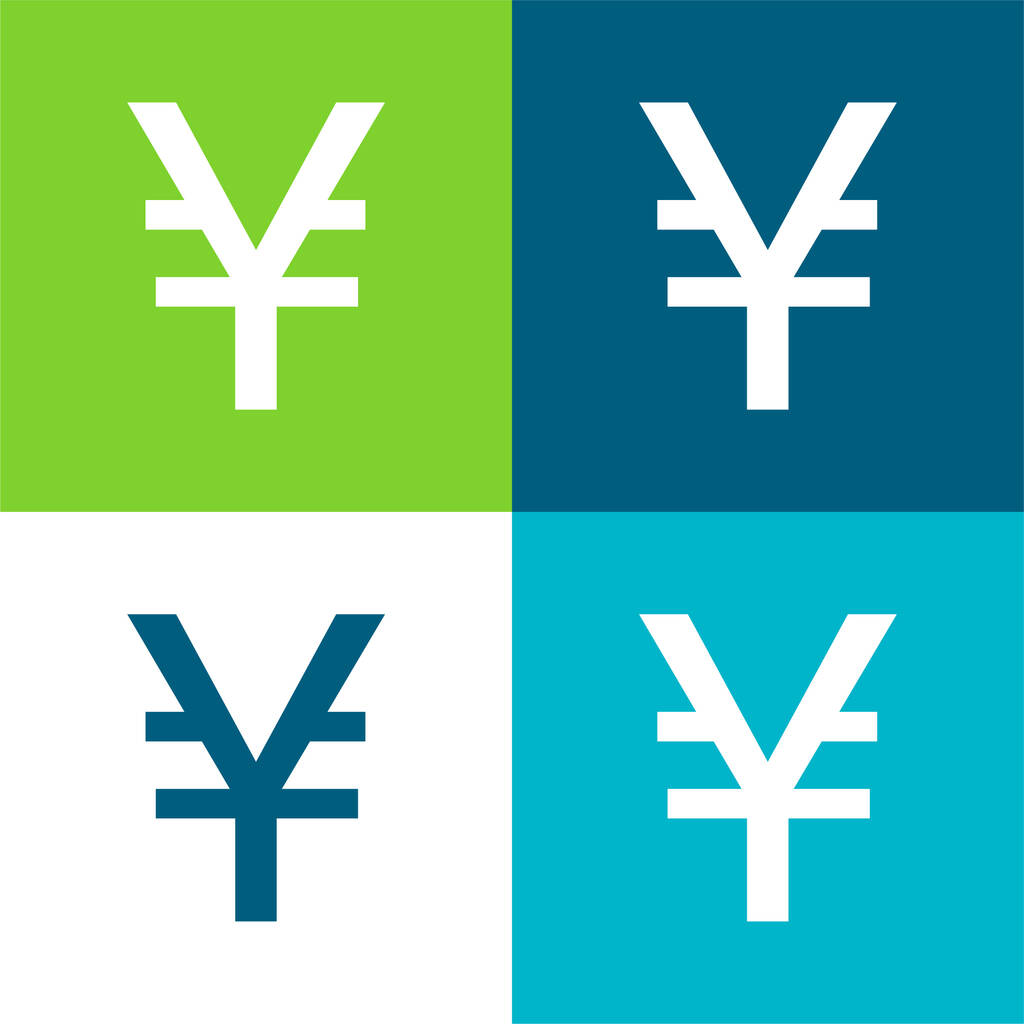 Big Yen Symbool Vlak vier kleuren minimale pictogram set - Vector, afbeelding