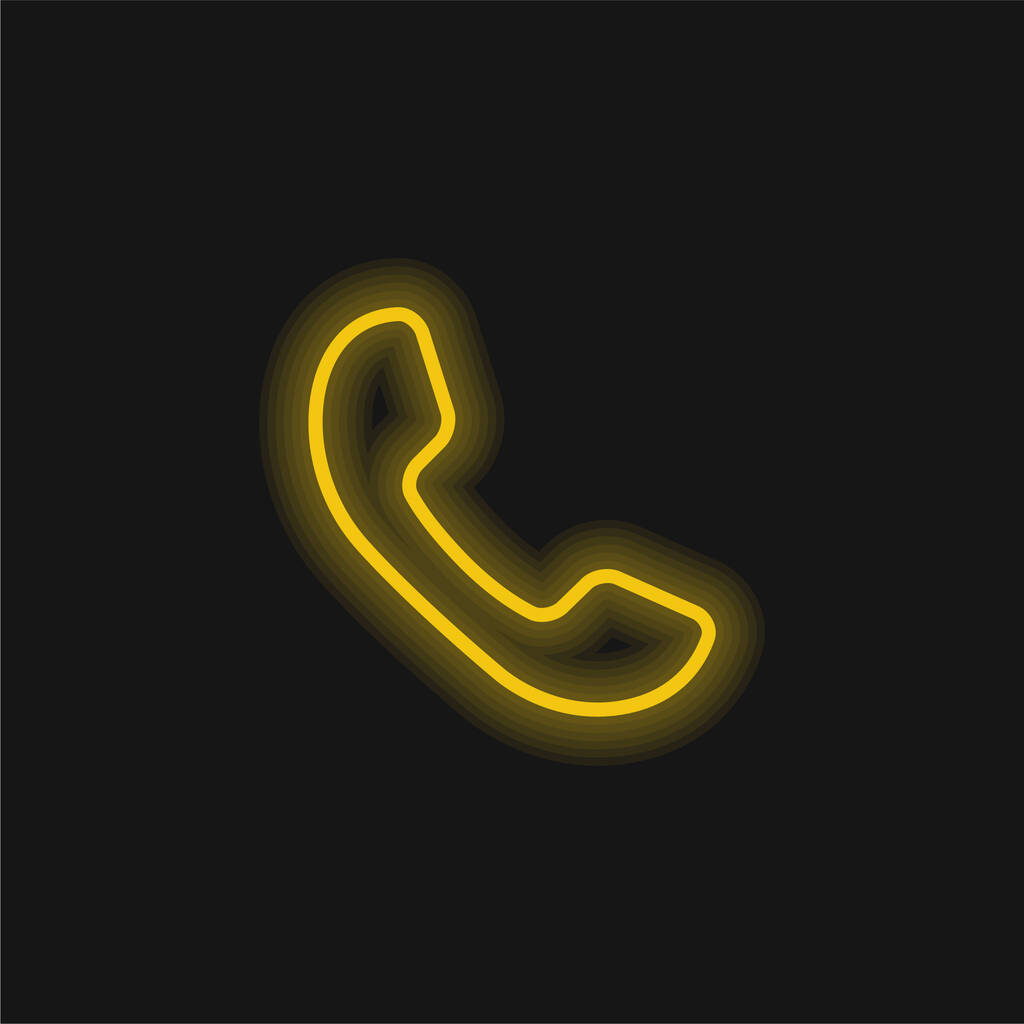 Auricular Of Phone yellow glowing neon icon - Vector, Image