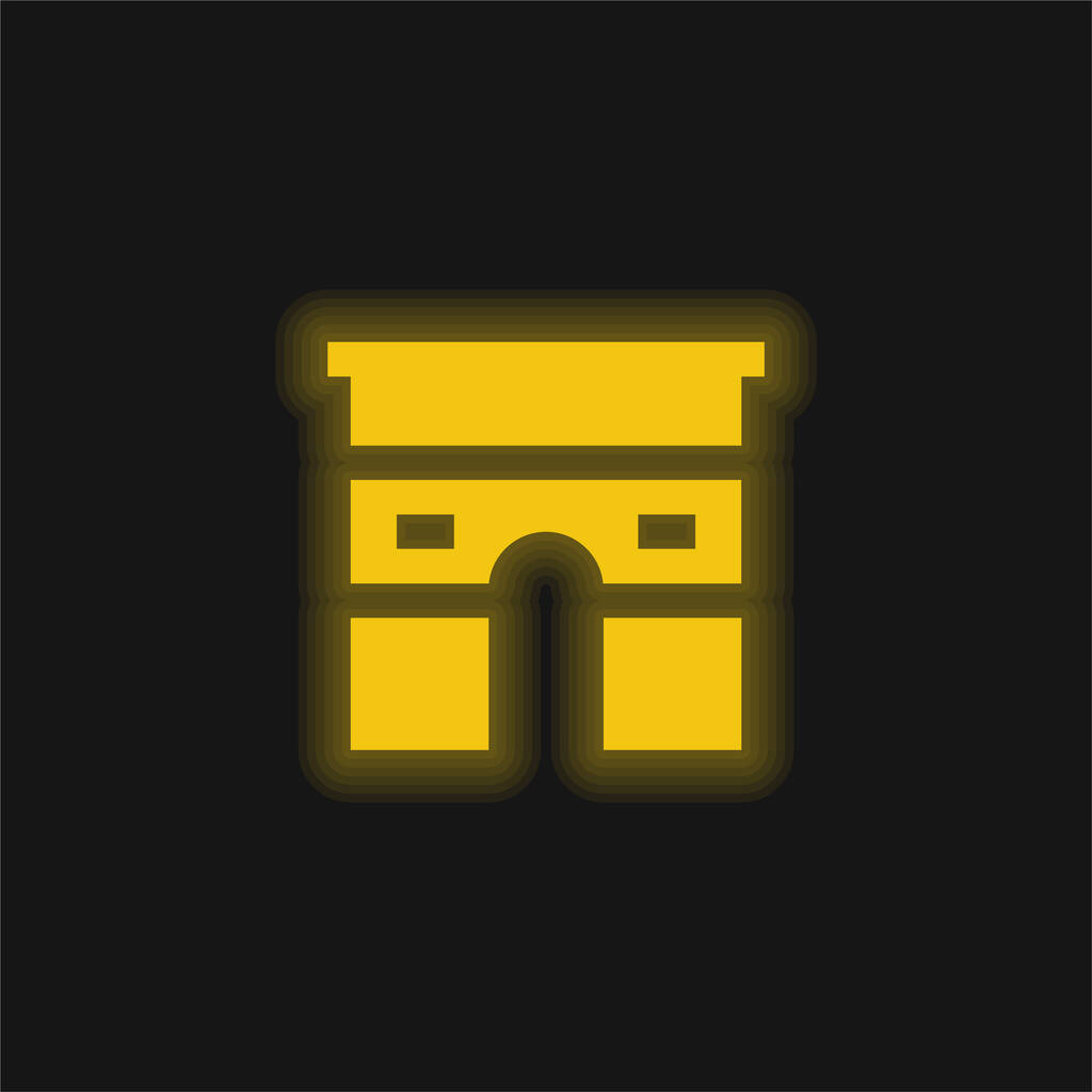 Arco De Triunfo amarillo brillante icono de neón - Vector, imagen