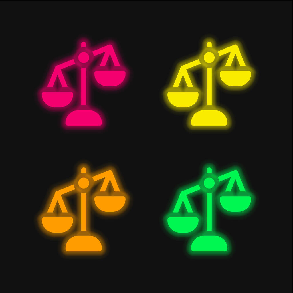 Równowaga cztery kolory świecące neon wektor ikona - Wektor, obraz